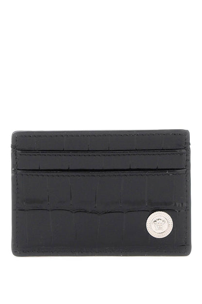 Medusa Biggie Croco-embossed Cardholder  - Black