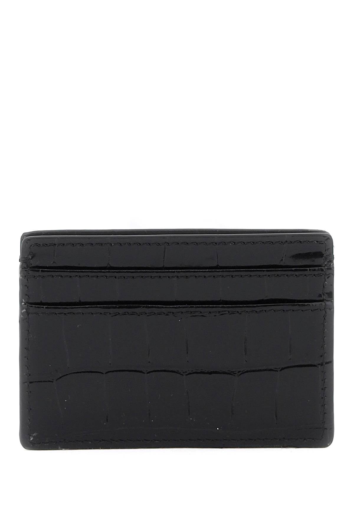 Medusa Biggie Croco-embossed Cardholder  - Black