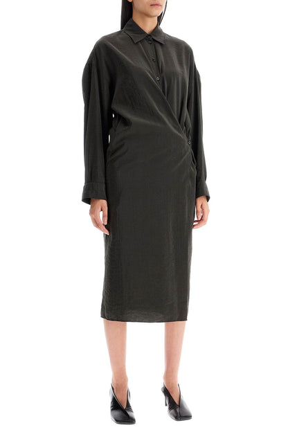 Asymmetric Shirt Dress  - Marrone