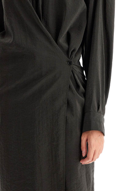 Asymmetric Shirt Dress  - Marrone