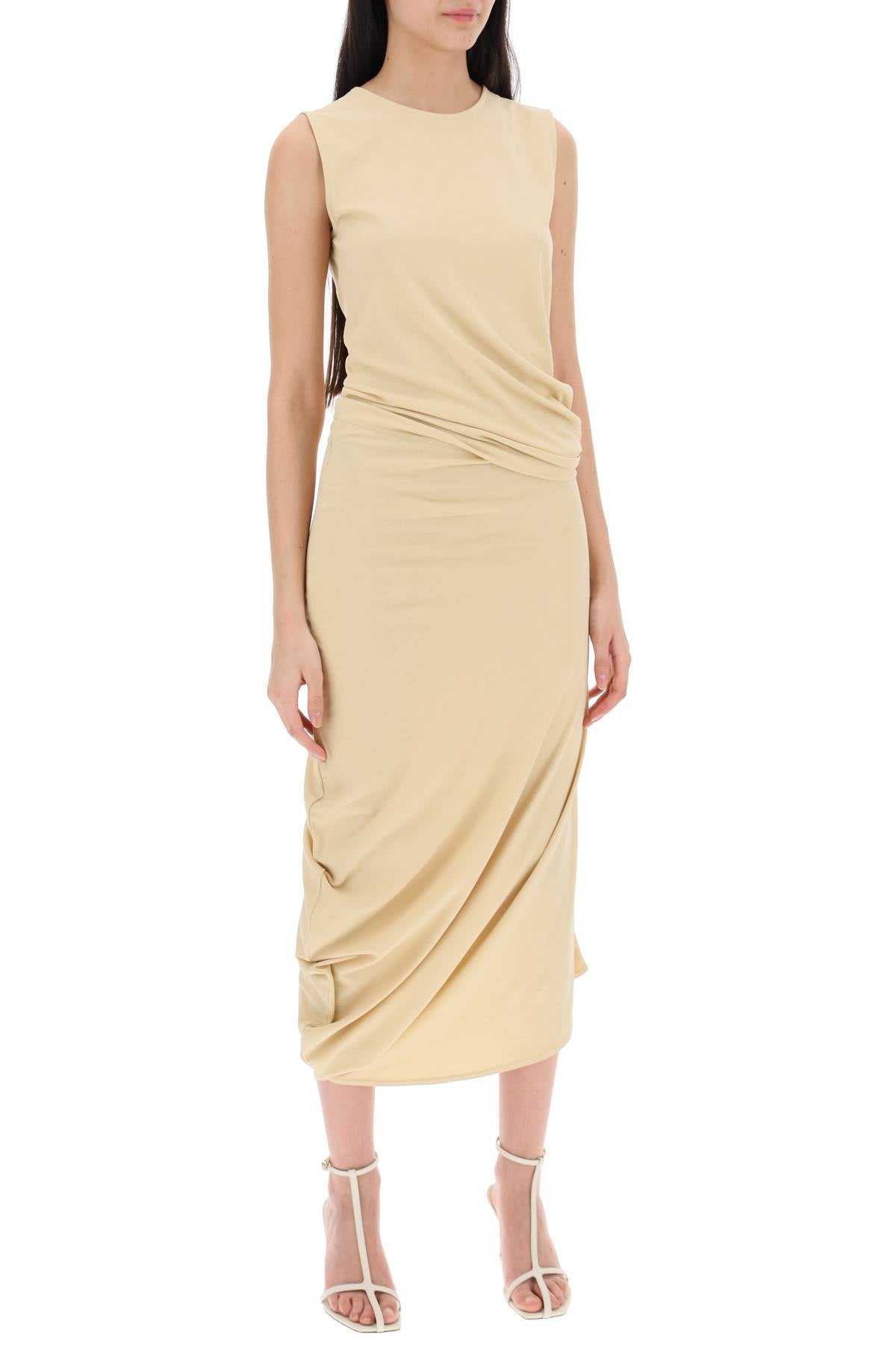 Twisted Midi Dress  - Beige