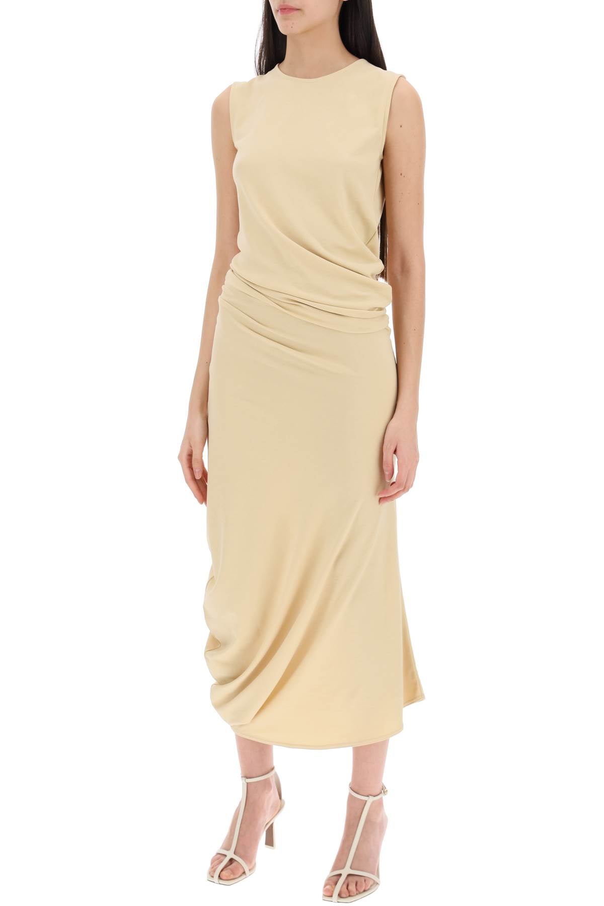 Twisted Midi Dress  - Beige