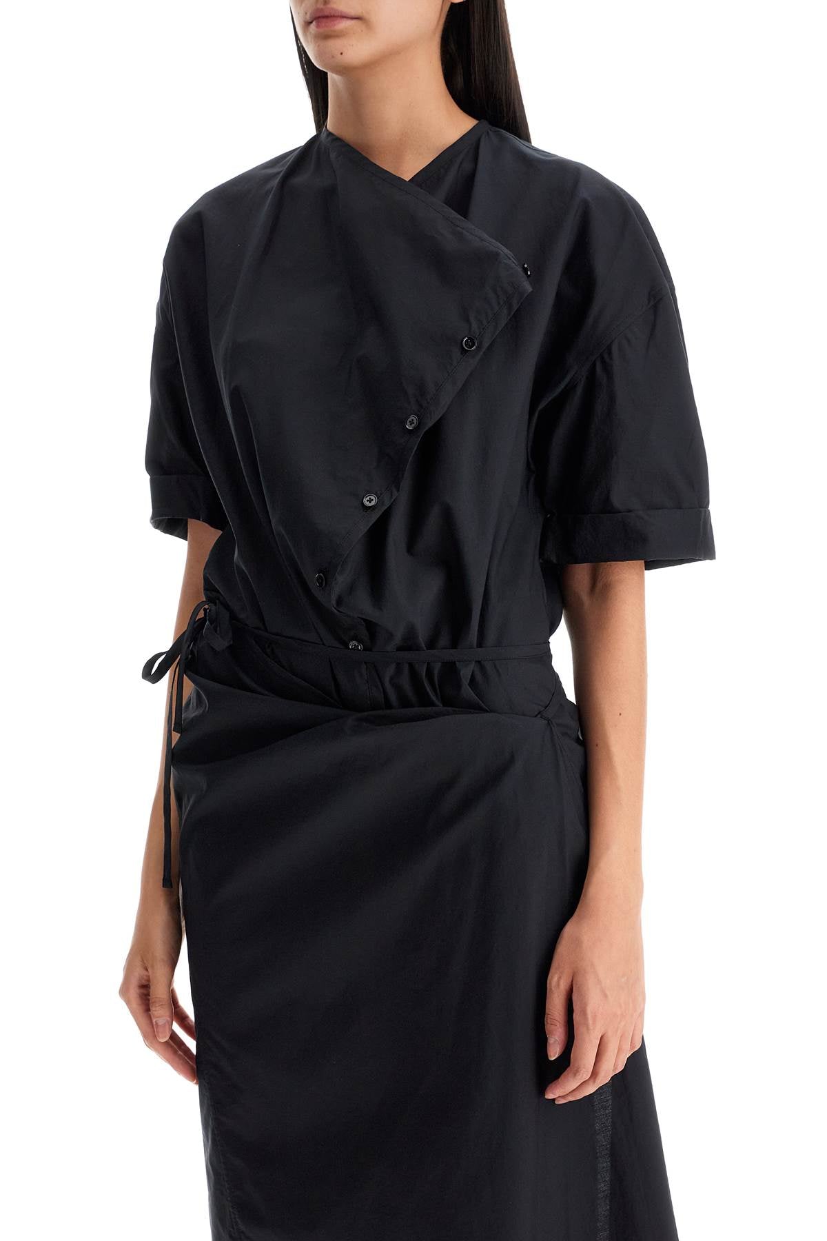 Asymmetric Button-down Chemisier  - Black