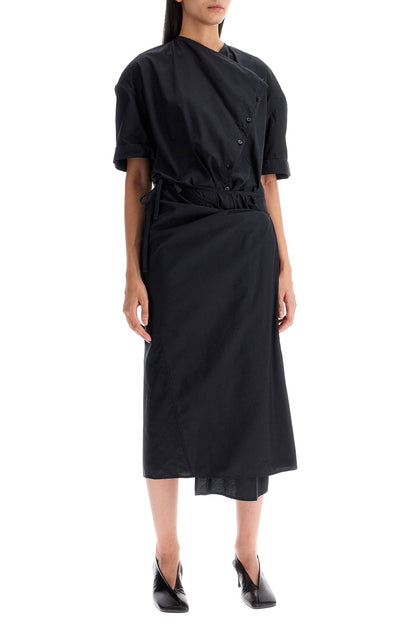 Asymmetric Button-down Chemisier  - Black