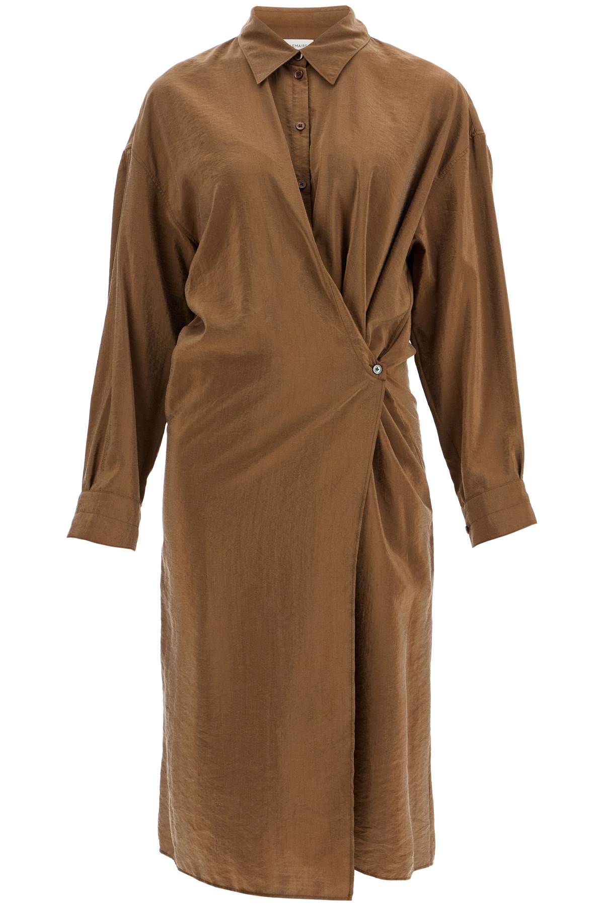 Midi Dress With Twisted Closure  - Brown