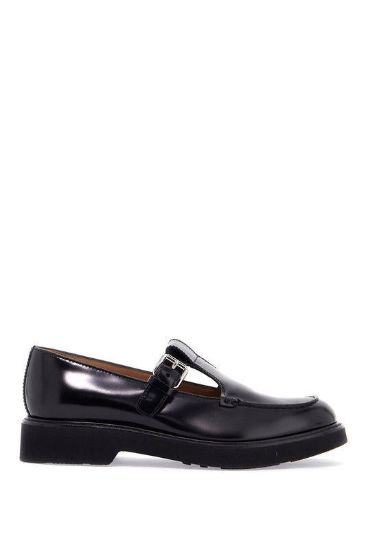 'brushed Leather Mary-jane  - Black