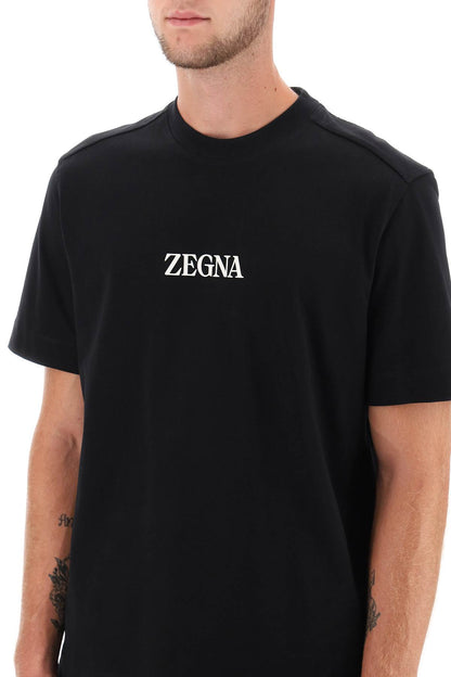 T-shirt With Rubberized Logo  - Black