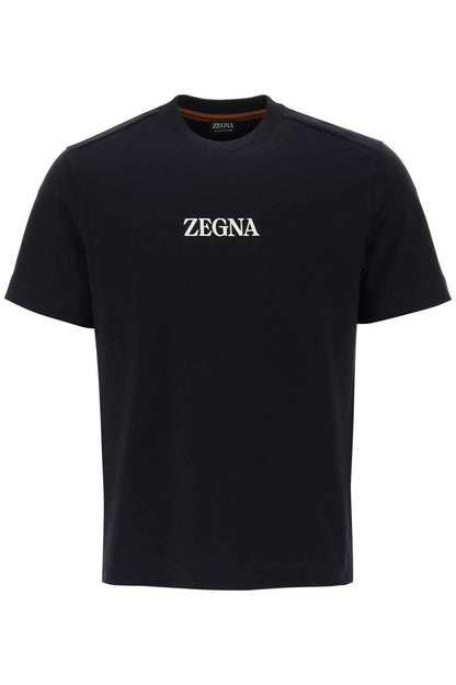 T-shirt With Rubberized Logo  - Black