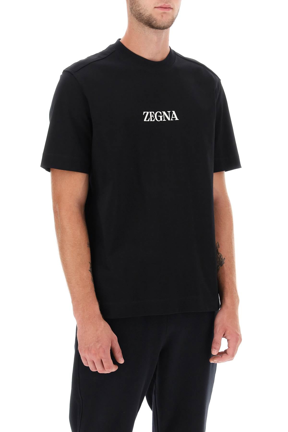 T-shirt With Rubberized Logo  - Black