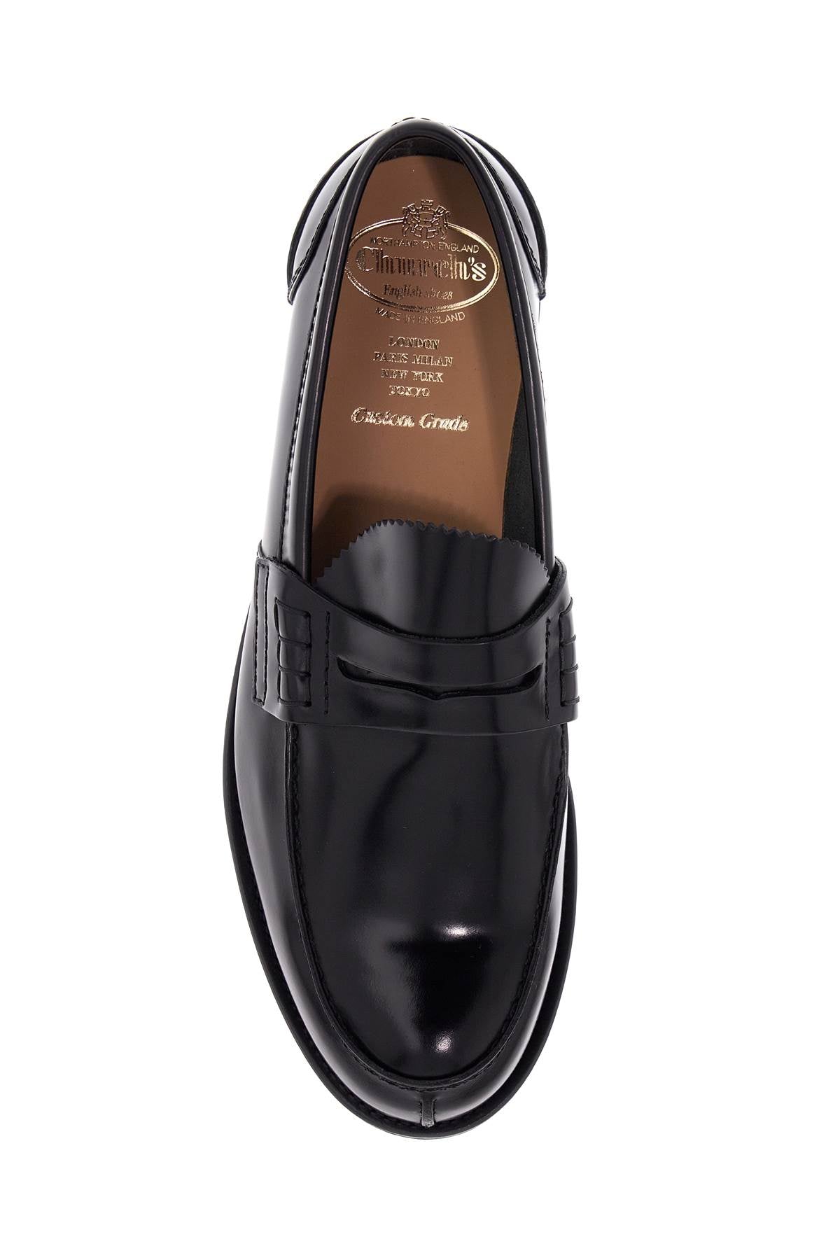 Pembrey Glossy Leather Loafers  - Black