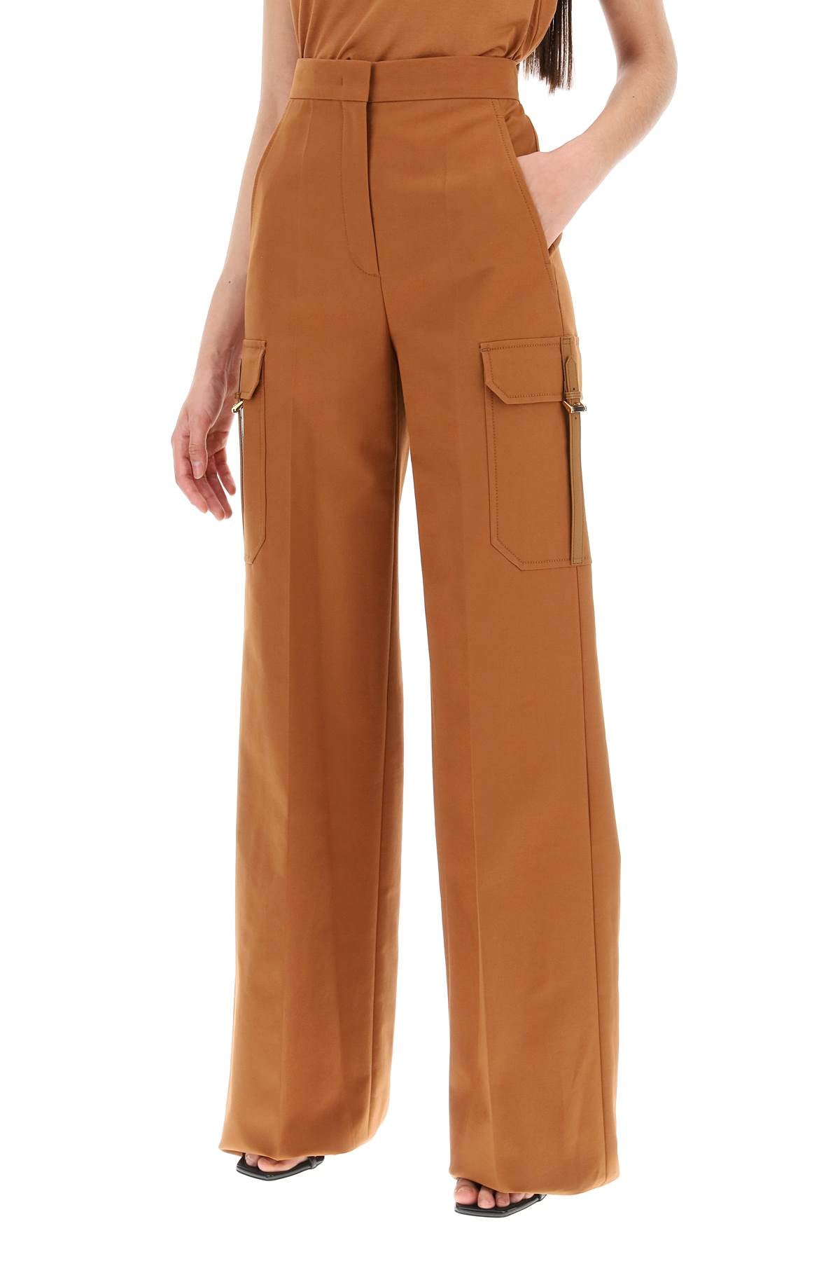 Stretch Satin Cargo Pants For Men/w  - Brown