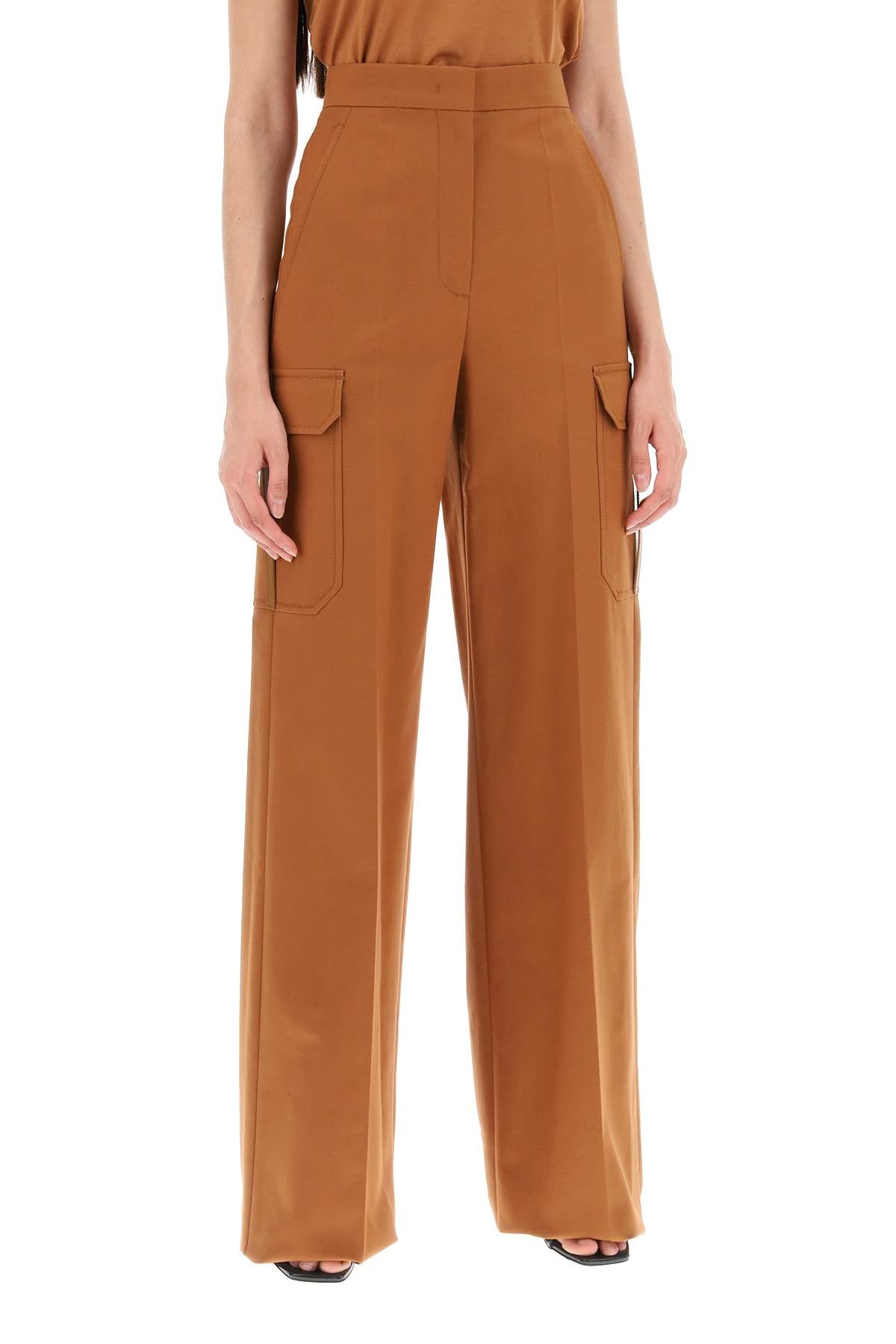 Stretch Satin Cargo Pants For Men/w  - Brown