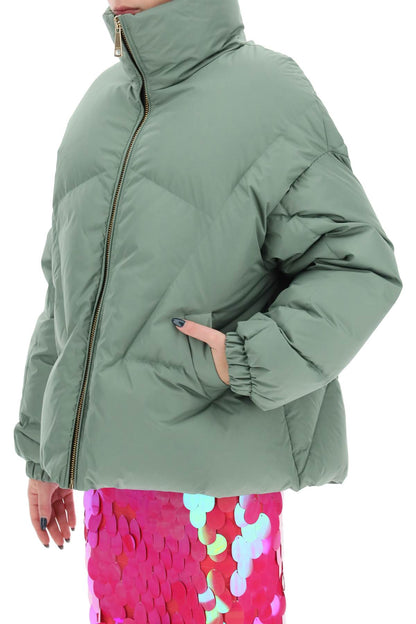 Moon Hooded Short Down Jacket  - Verde