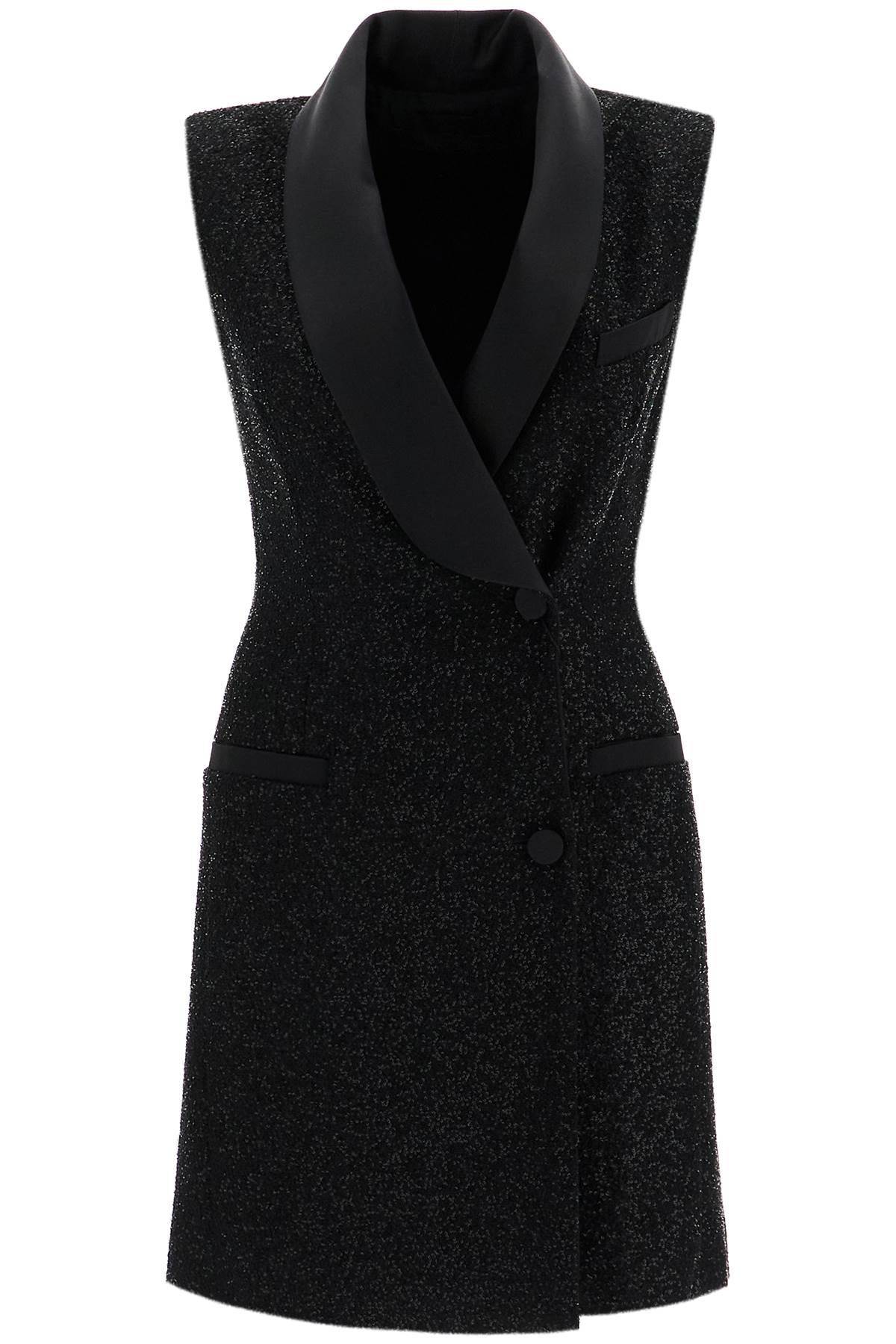 Tower Dress In Satin And Sequins With  - Black