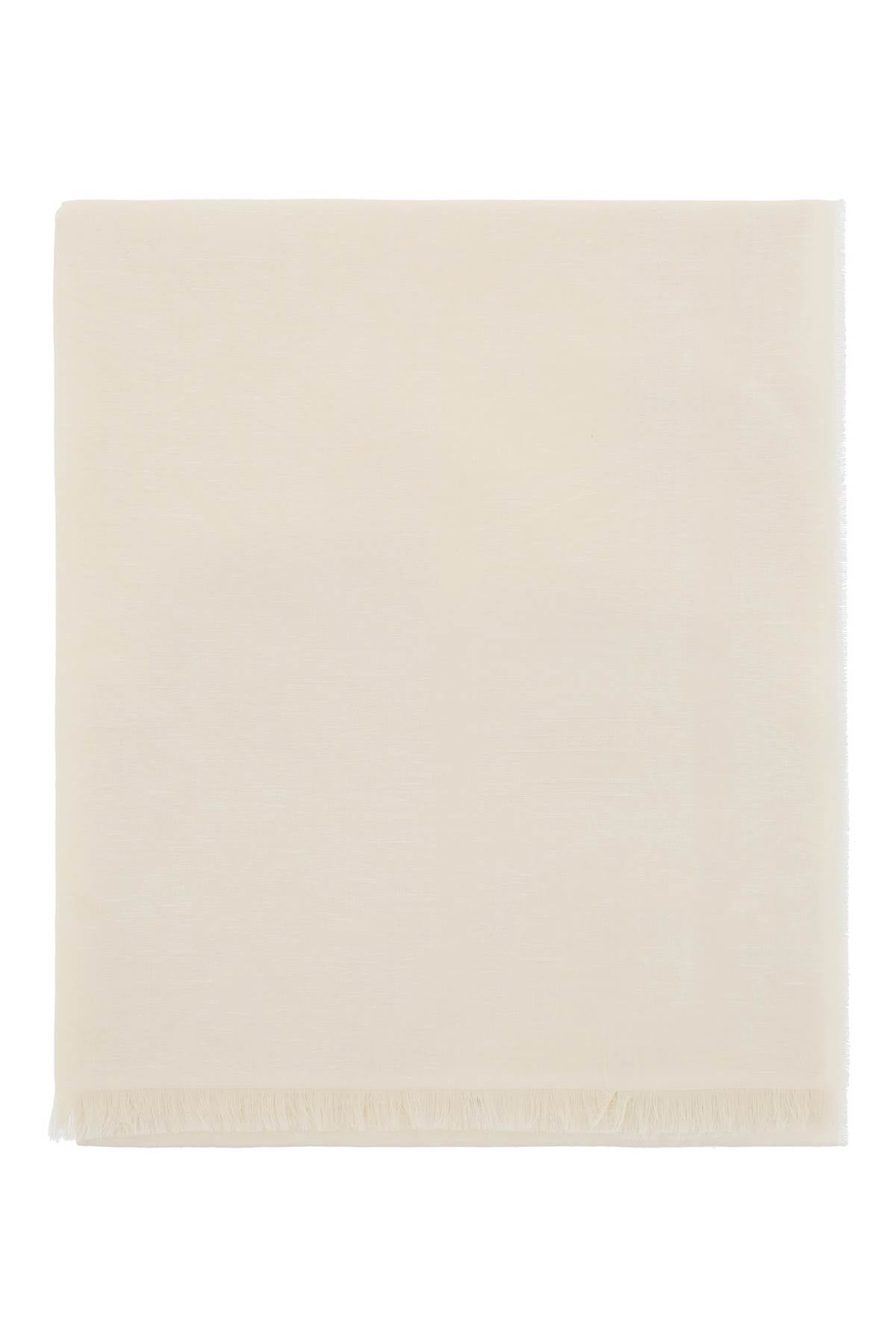 Jacquard Wool, Silk And Linen Stole  - White