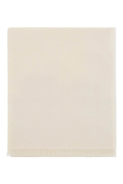 Jacquard Wool, Silk And Linen Stole  - White