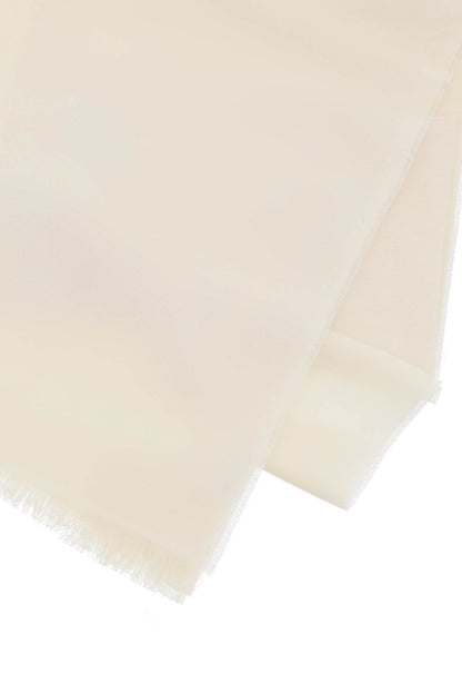 Jacquard Wool, Silk And Linen Stole  - White