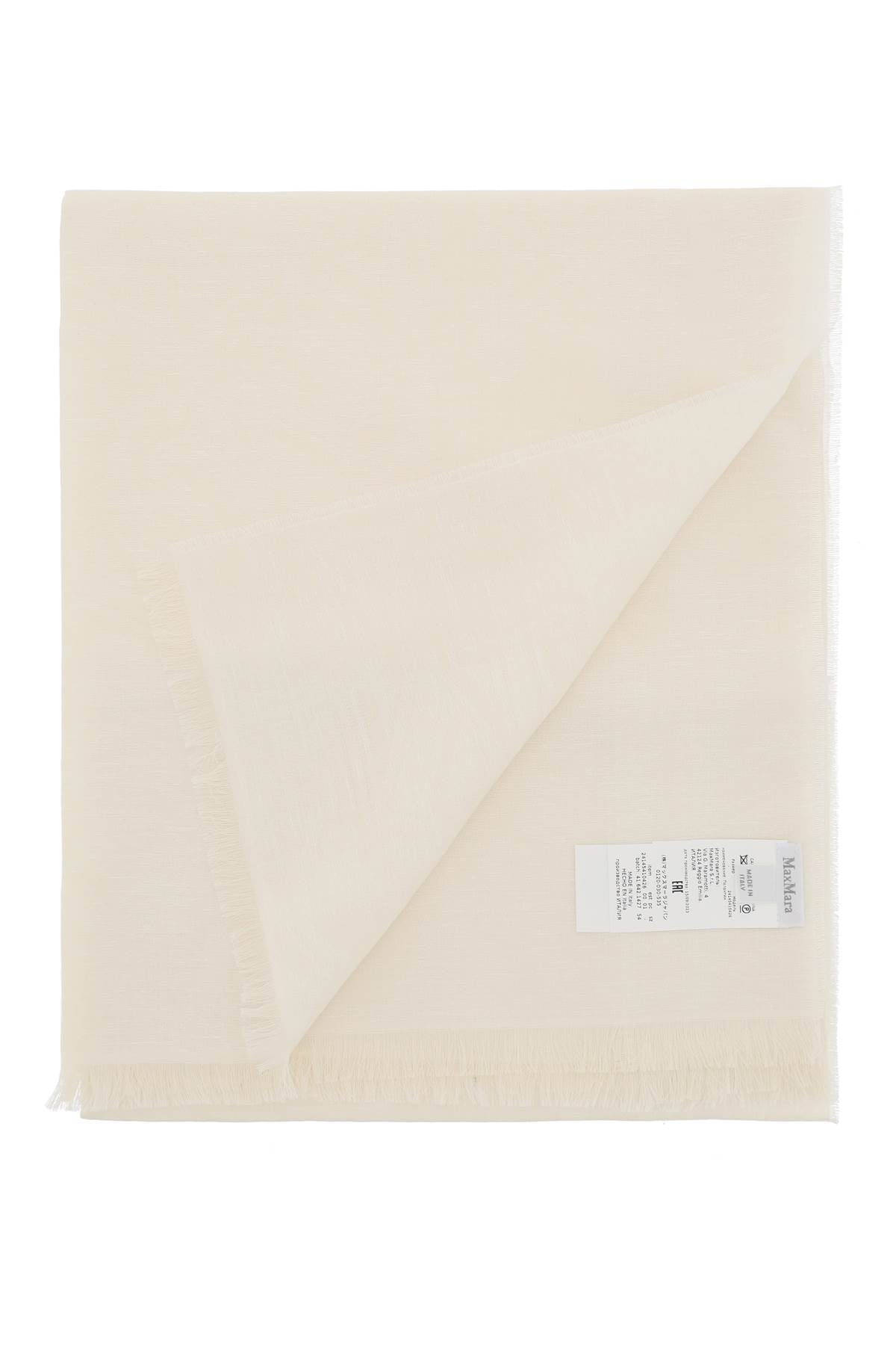 Jacquard Wool, Silk And Linen Stole  - White