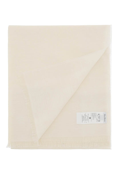 Jacquard Wool, Silk And Linen Stole  - White