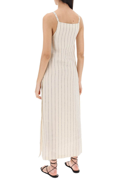 "striped Sleeveless Dress Et  - White