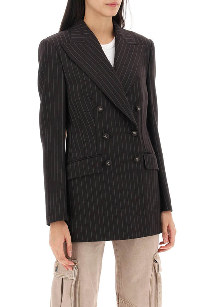 Pinstriped Turlington Jacket  - Marrone