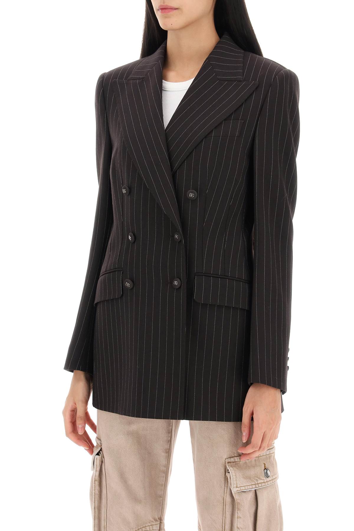 Pinstriped Turlington Jacket  - Marrone