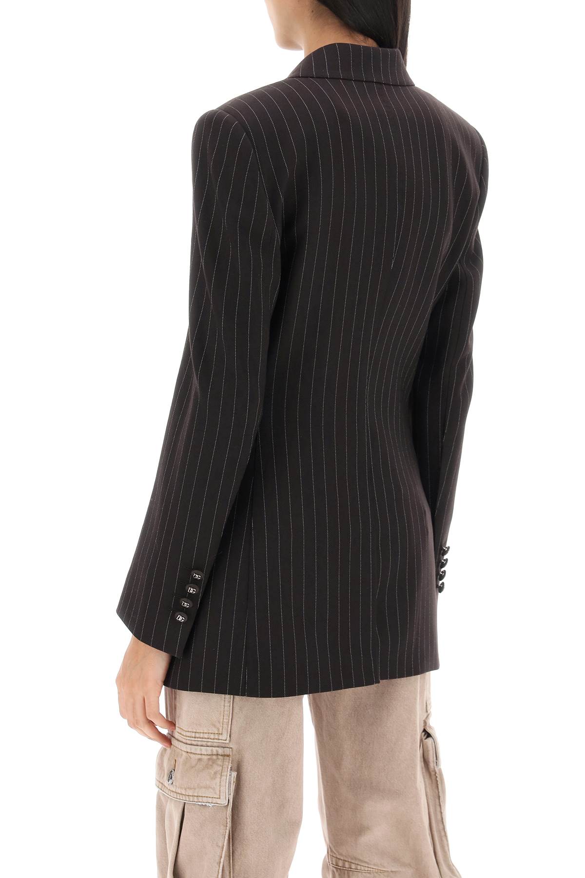 Pinstriped Turlington Jacket  - Marrone