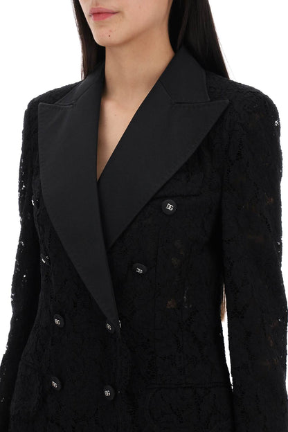 Turlington Double-breasted Lace Blazer  - Black