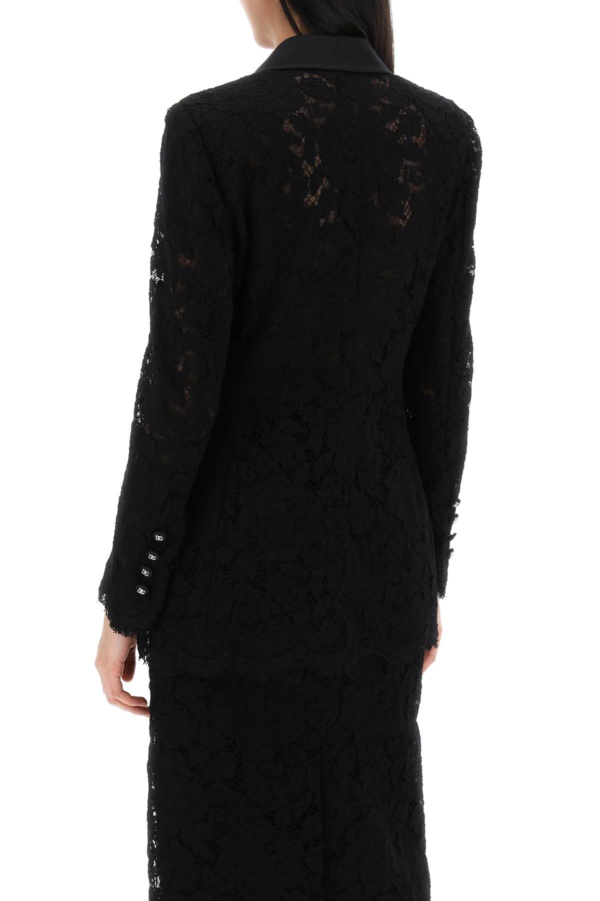 Turlington Double-breasted Lace Blazer  - Black