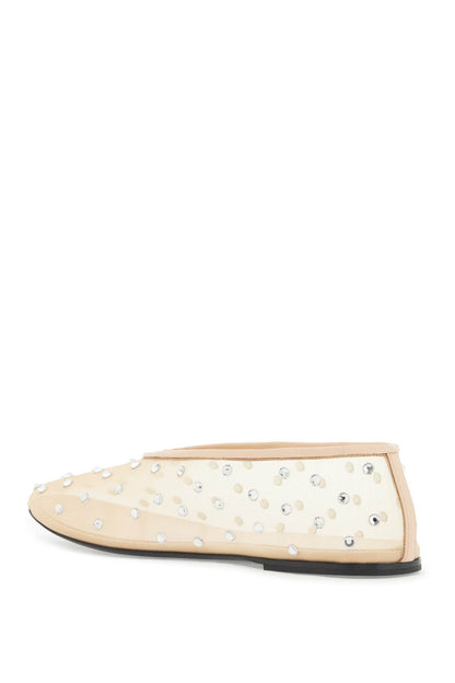 Marcy Mesh Ballet Flats With Swarovski Crystals  - Beige