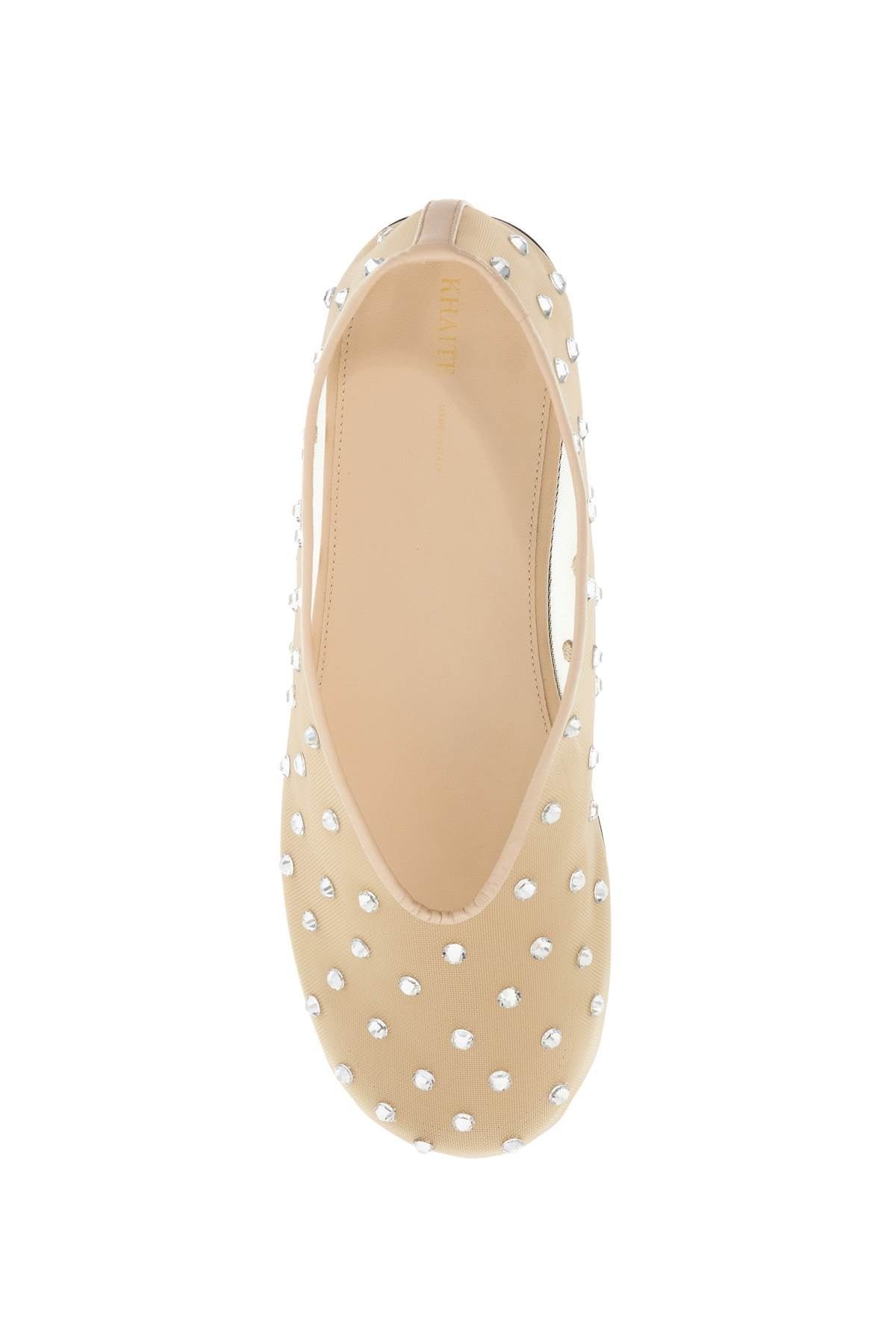 Marcy Mesh Ballet Flats With Swarovski Crystals  - Beige