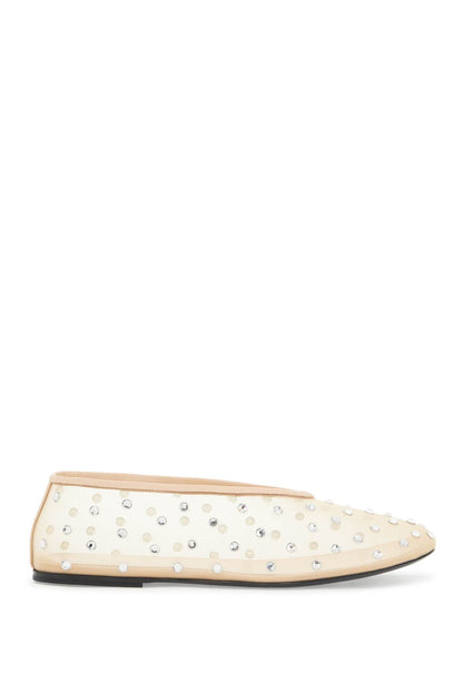 Marcy Mesh Ballet Flats With Swarovski Crystals  - Beige