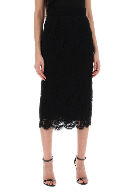 Lace Pencil Skirt With Tube Silhouette  - Black