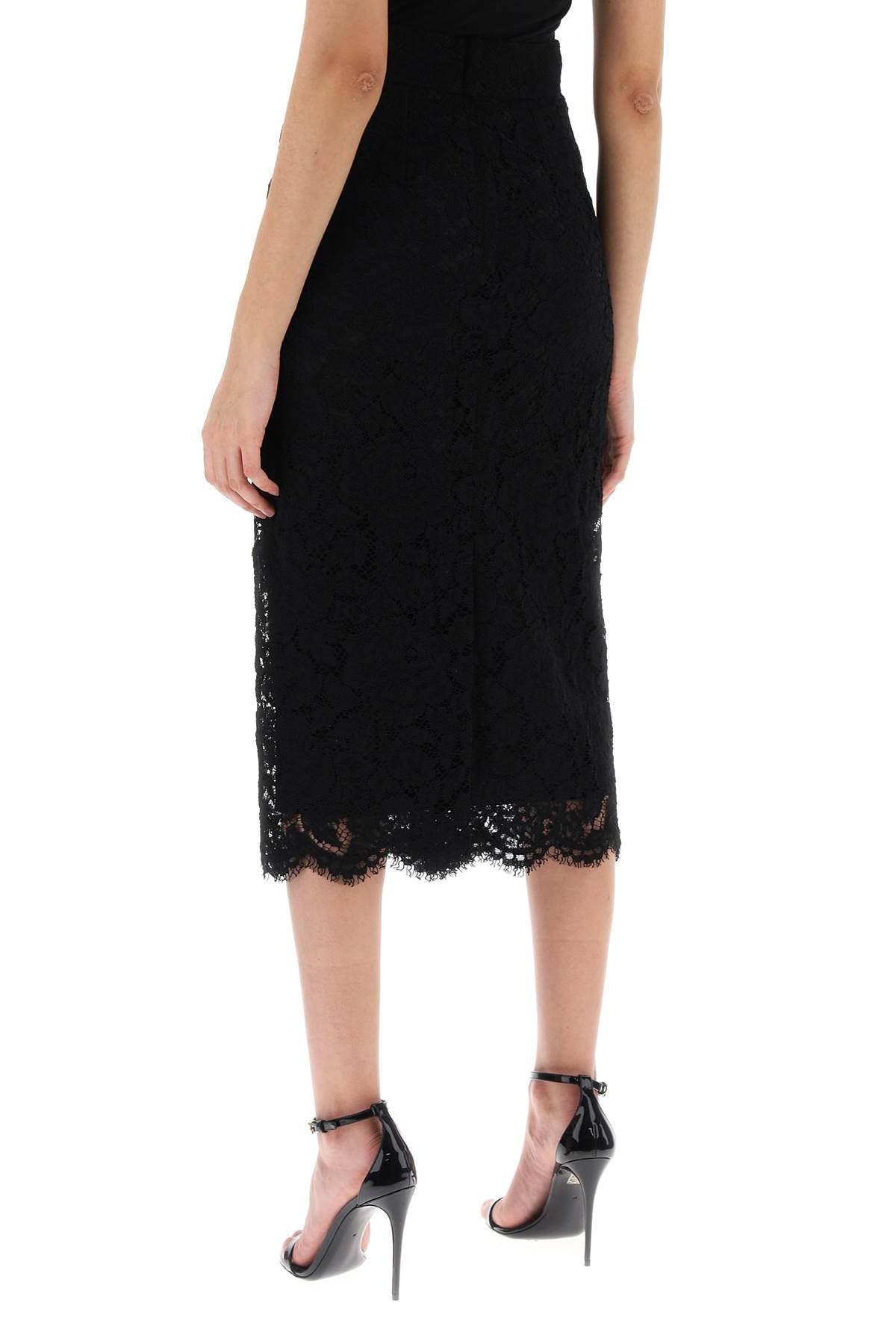 Lace Pencil Skirt With Tube Silhouette  - Black