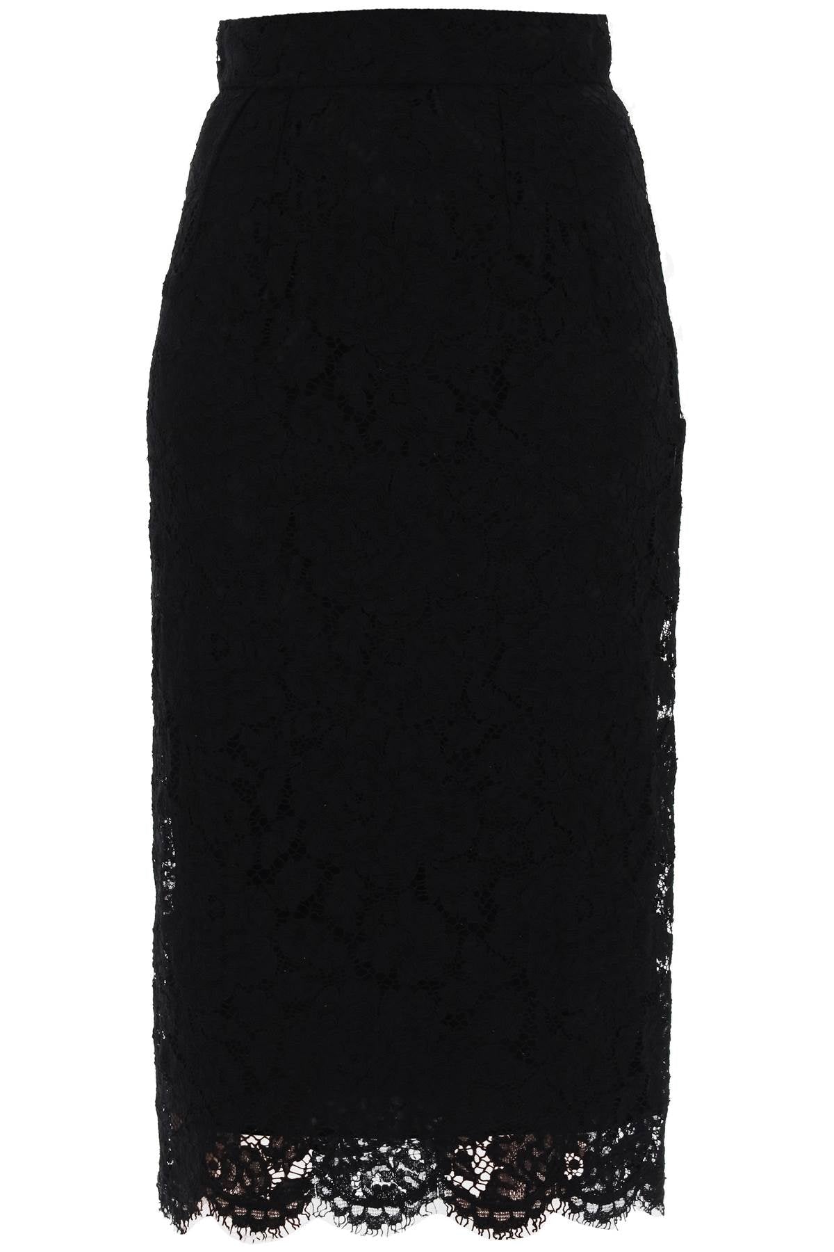 Lace Pencil Skirt With Tube Silhouette  - Black