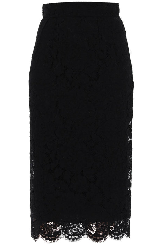 Lace Pencil Skirt With Tube Silhouette  - Black