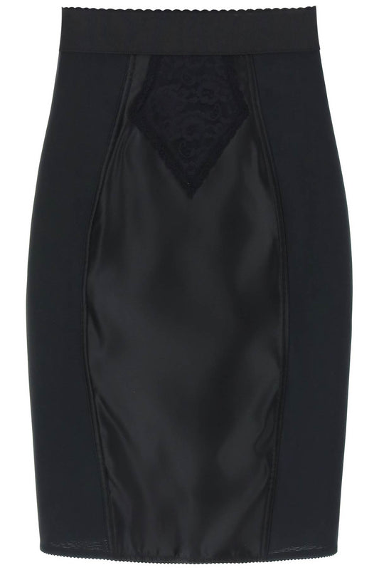 "mini Satin And Powernet Skirt"  - Black