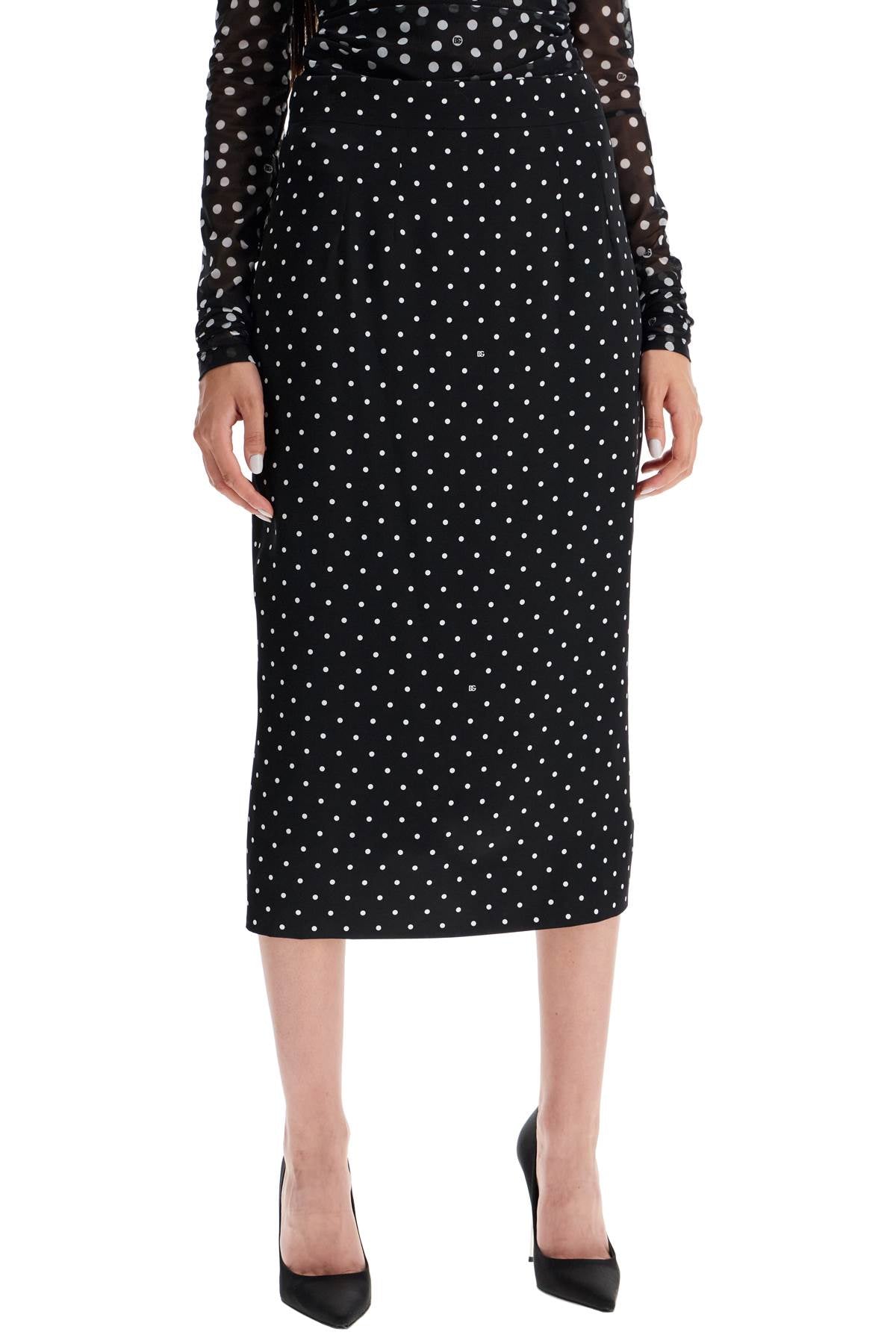 Stretch Charmeuse Pencil Skirt  - Black