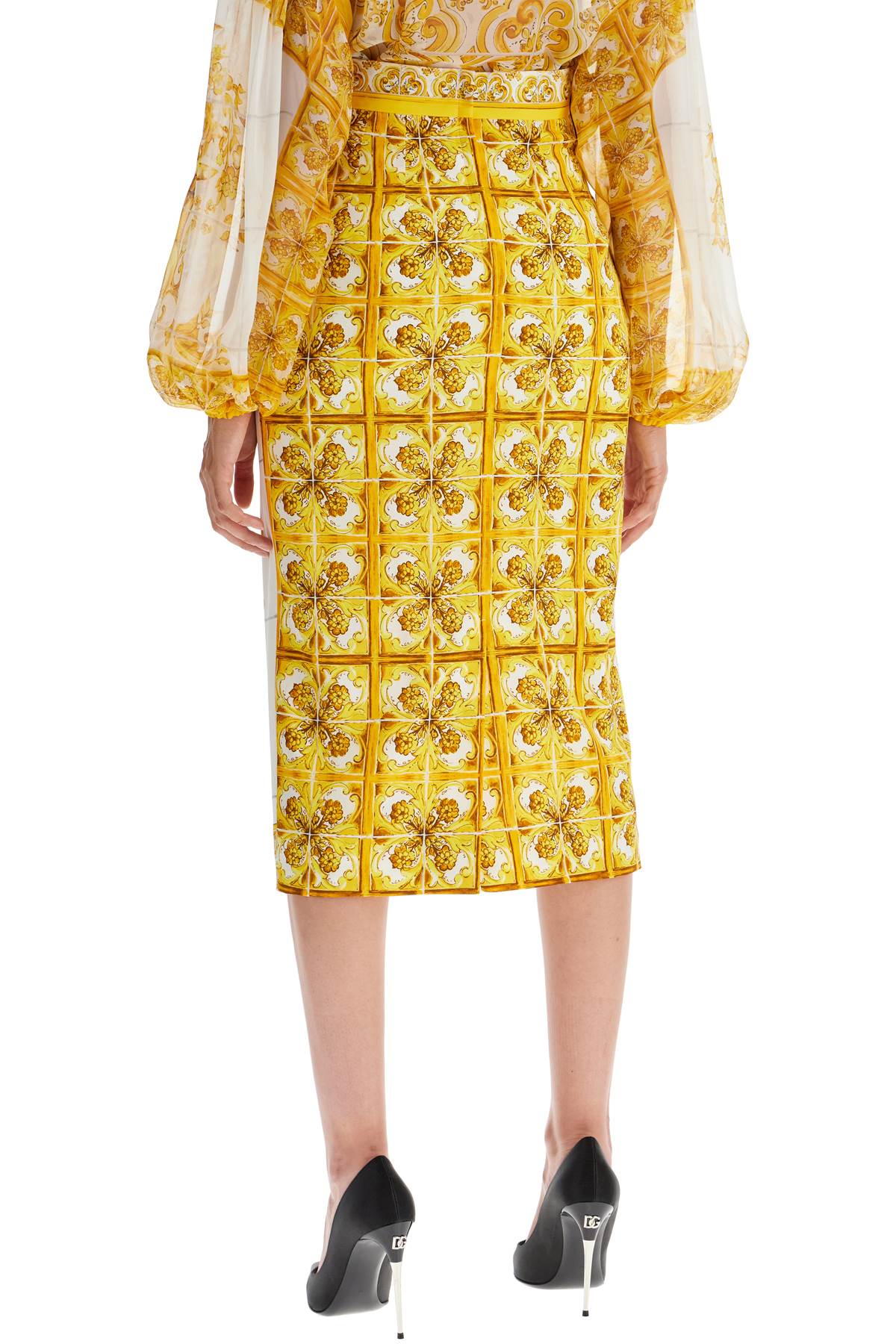 "stretch Silk Skirt With Maiolica  - White