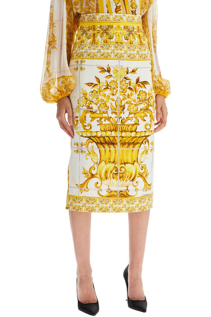 "stretch Silk Skirt With Maiolica  - White