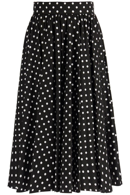 'polka Dot Printed Midi Skirt With  - Black