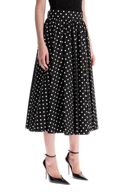 'polka Dot Printed Midi Skirt With  - Black