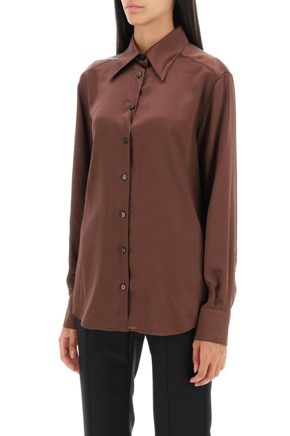 Silk Satin Shirt  - Marrone