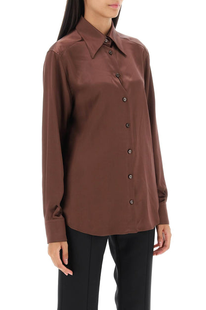 Silk Satin Shirt  - Marrone