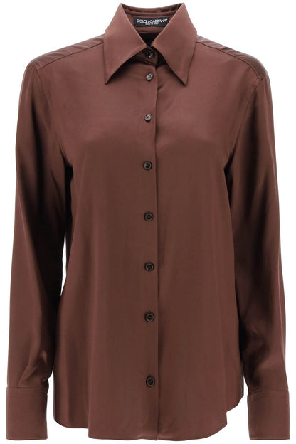 Silk Satin Shirt  - Marrone