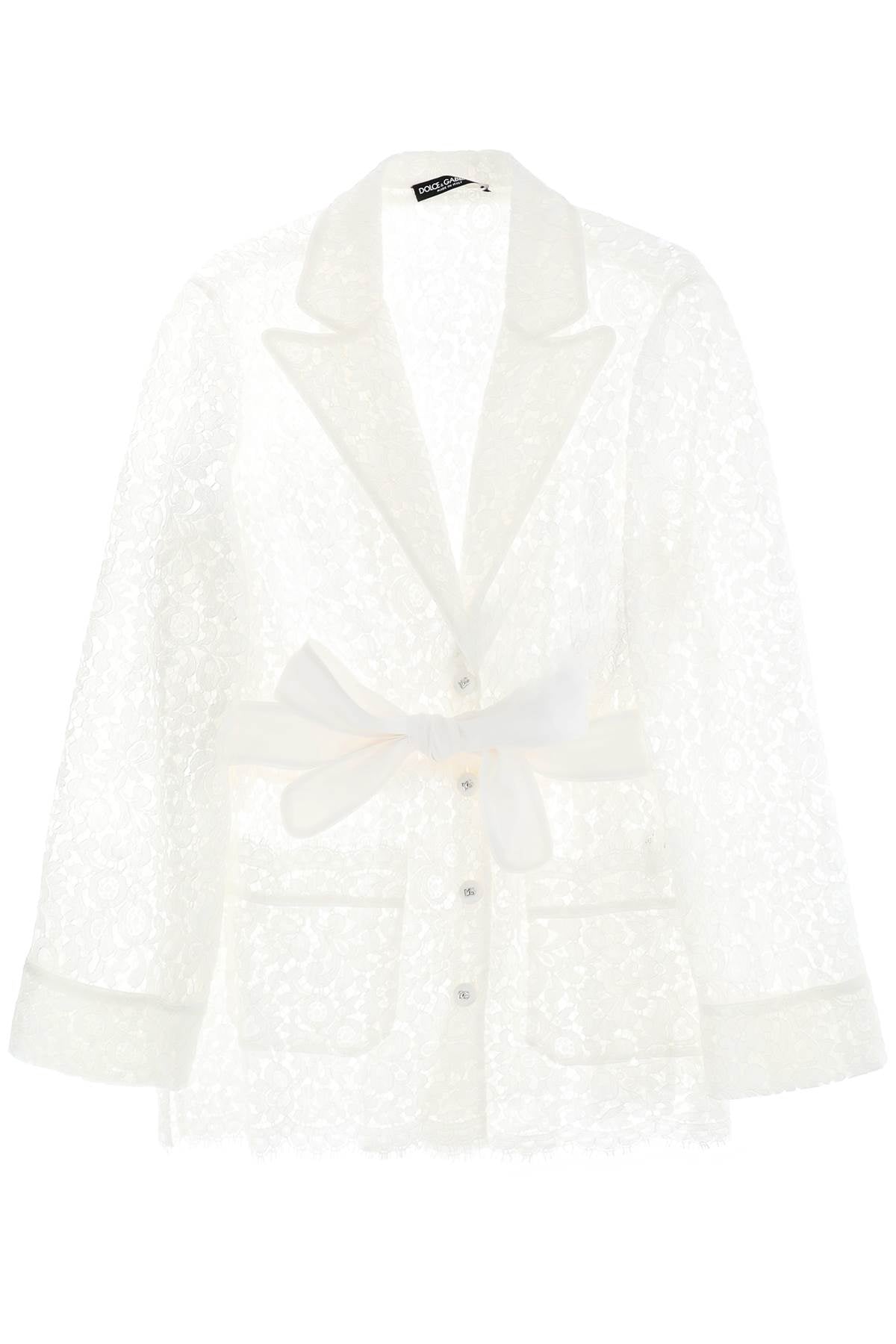 Pajama Shirt In Cordonnet Lace  - White