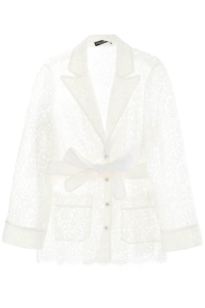 Pajama Shirt In Cordonnet Lace  - White