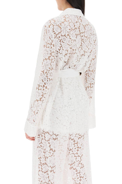 Pajama Shirt In Cordonnet Lace  - White