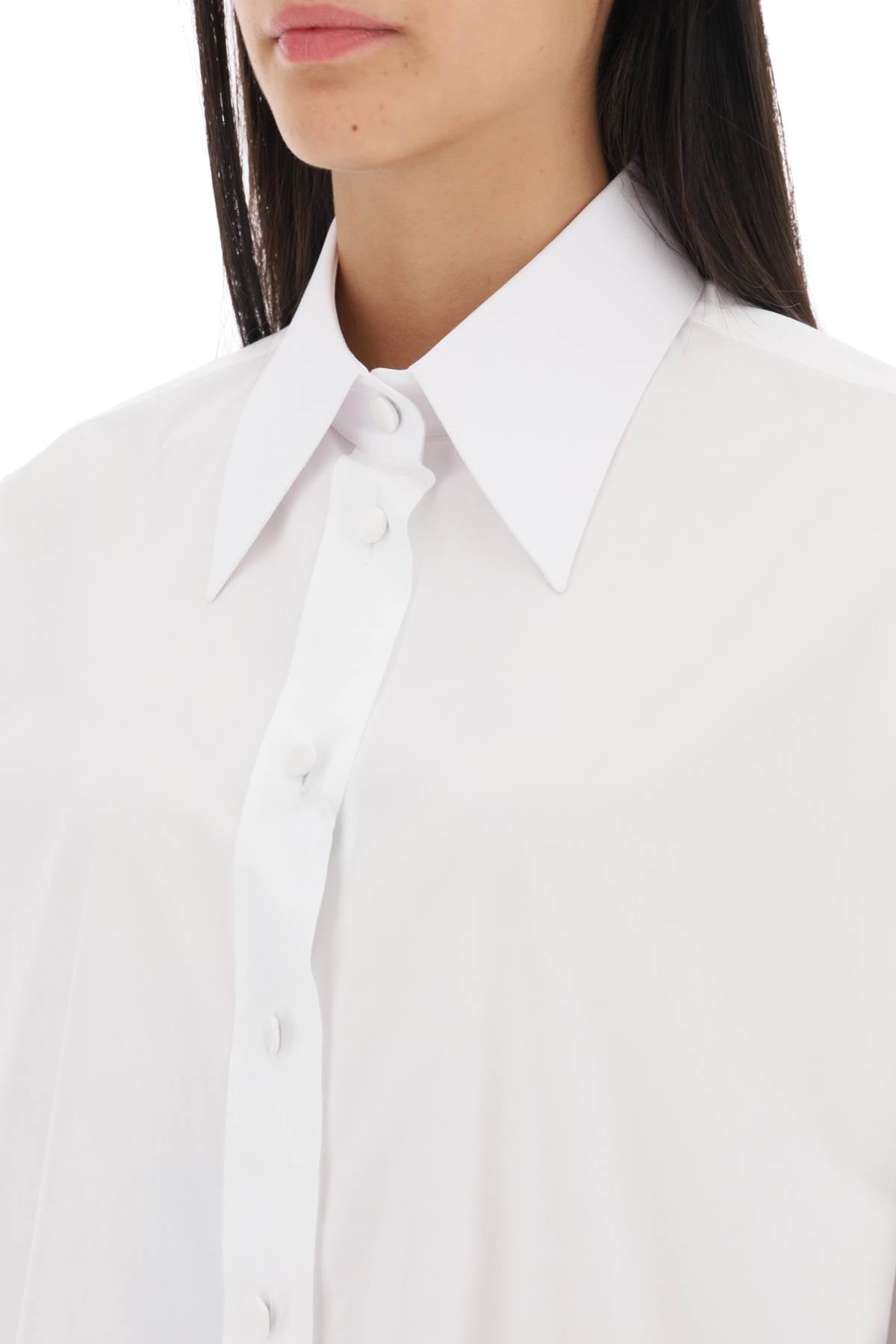 Maxi Shirt With Satin Buttons  - Bianco