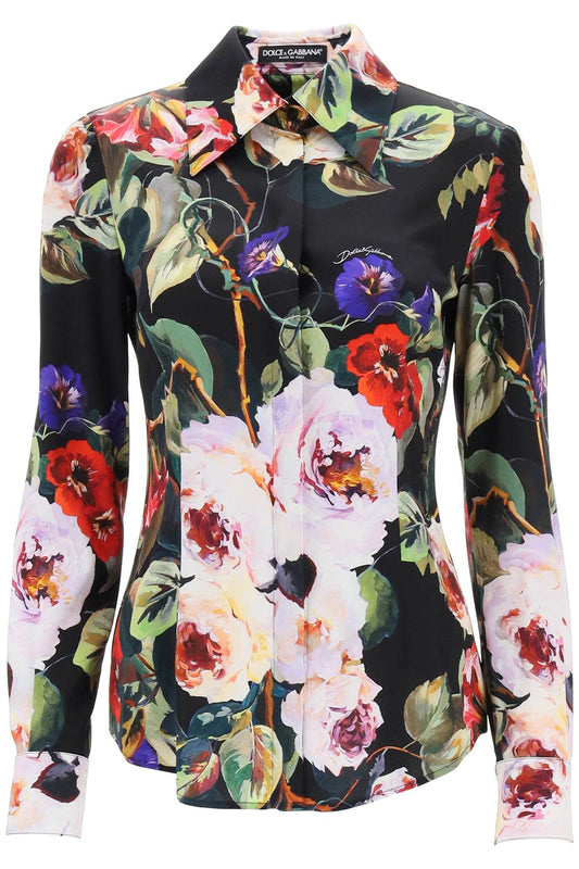 Rose Garden Shirt In Satin  - Multicolor